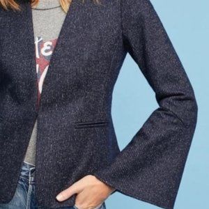 Cartonnier navy pinstripe bell sleeve blazer